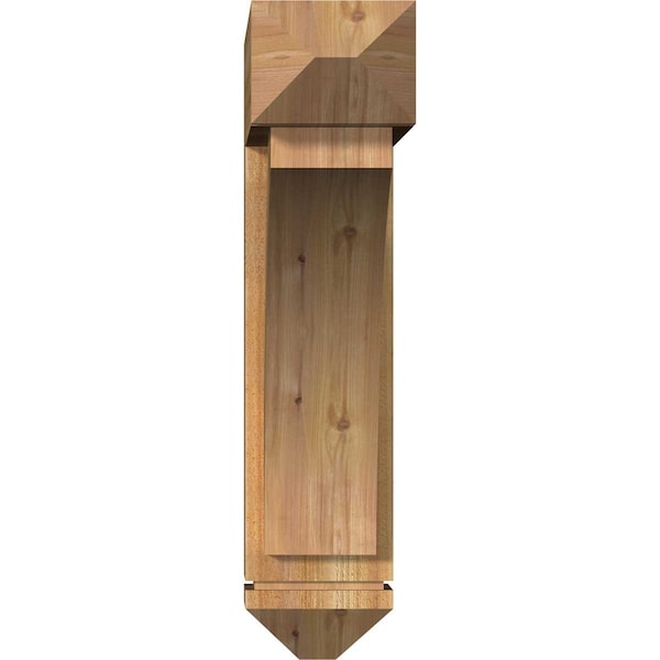 Thorton Arts And Crafts Rough Sawn Bracket W/ Offset Brace, Western Red Cedar, 8W X 30D X 34H